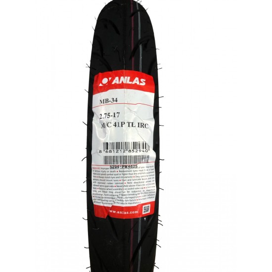 ANLAŞ İRC 2/75/17 DUBLEX M/C 41P DIŞ LASTİK ANLAŞ İRC 2/75/17 DUBLEX M/C 41P DIŞ LASTİK