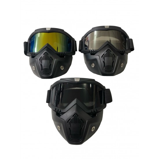 AÇIK KASK MASKESİ RENKLİ GÖZLÜKLÜ